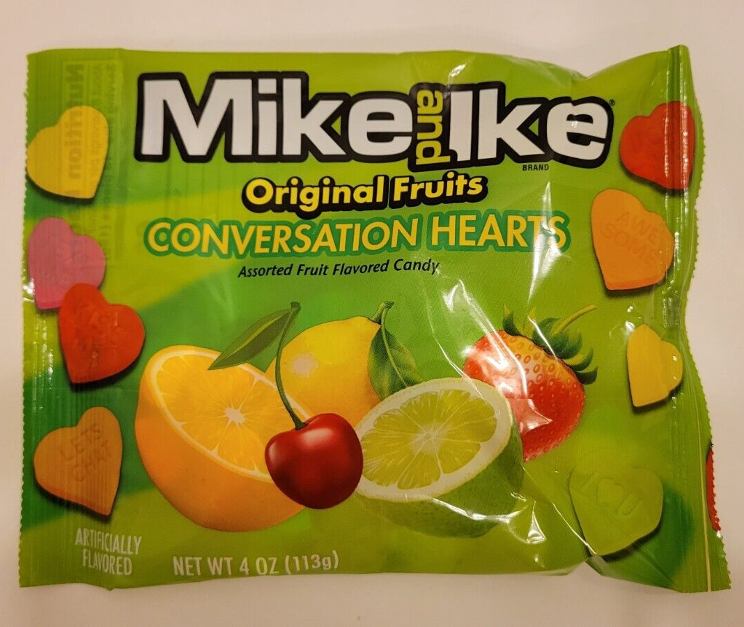 Mike and Ike 4 oz. CONVERSATION HEARTS Original Fruits Flavored Candy