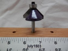 (1) NEW Grizzly 1-7/16" D 45° Chamfer Carbide Tip Router Bit Bearing 1/4 Shk g2
