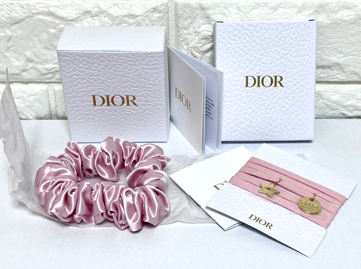 Auth Dior Pink Scrunchie hair tie with silver CD rivet accents vintage Rare Auth Dior Pink Oblique Silk Headband - Vintage | eBay main image 2