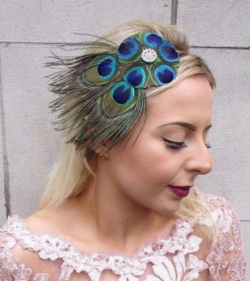 Royal Blue Black Peacock Feather 