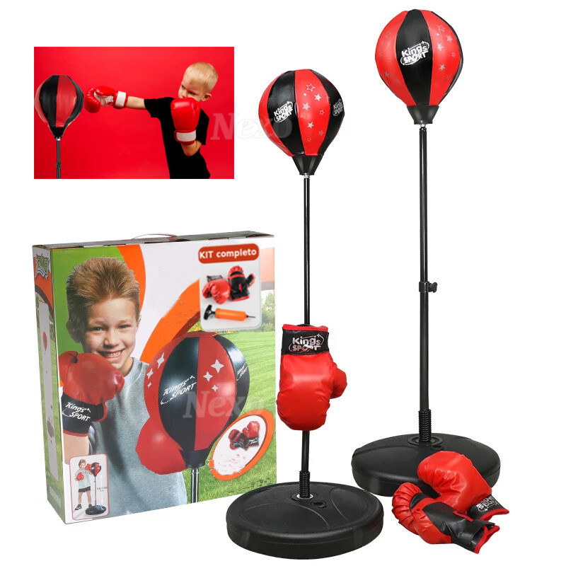 Sacco Boxe Per Bambini Con Piantana Regolabile 90-113 Cm E Guantoni - Punching Ball Per Allenamento - Foto 7