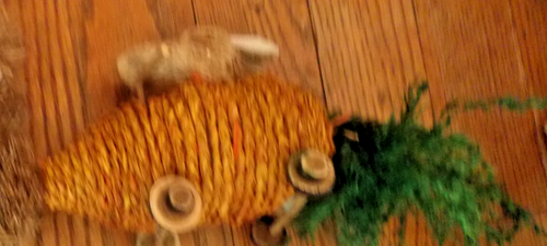 2 straw figures Squirrel 8" Bushy Tail Rabbit in Carrot Car Woodland Decor - Picture 6 of 6