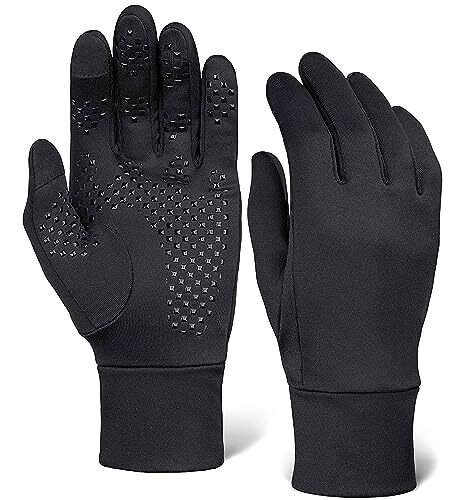 Cold Weather Touch Screen Running Gloves for Men - Medium-Large Size Black