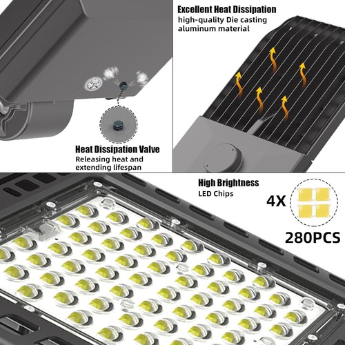 2 Pack 300W Led Parking Lot Light, Adjustable Slip Fitter Shoebox Lights 42000lm - Picture 9 of 19