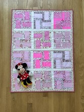 Handmade Baby Quilt Crib Pink with Red Backing 28 x38"