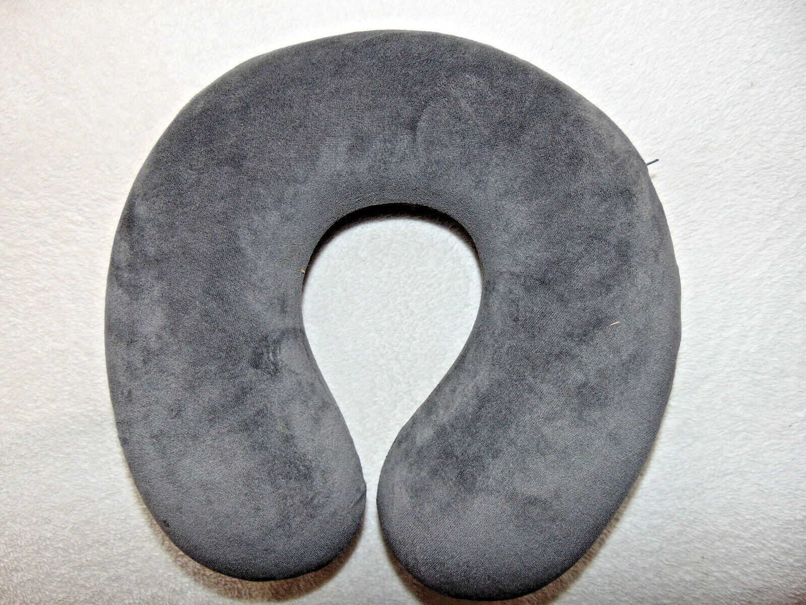 Memory Foam Travel Pillow U-Shaped Neck Support Soft Velvety Washable Gray-image