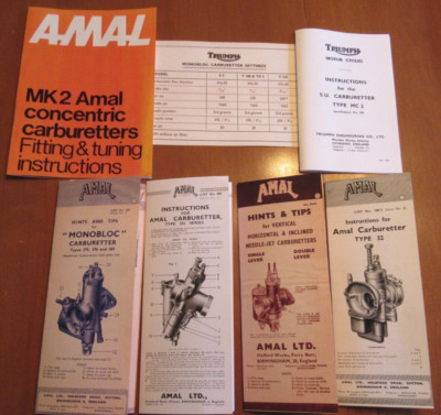 Amal Brochures 332 375 376 389 32 SU MK2 Monobloc Concentric BSA Triumph  7x
