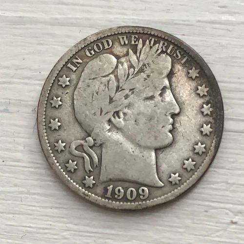 1909-S BARBER HALF DOLLAR, FINE COIN, FREE SHIPPING