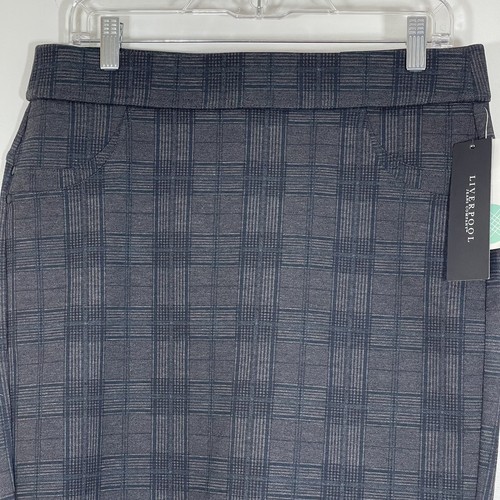 NWT Stitch Fix Liverpool Nena Plaid Pencil Skirt Gray Blue Sz 8 - Picture 3 of 12