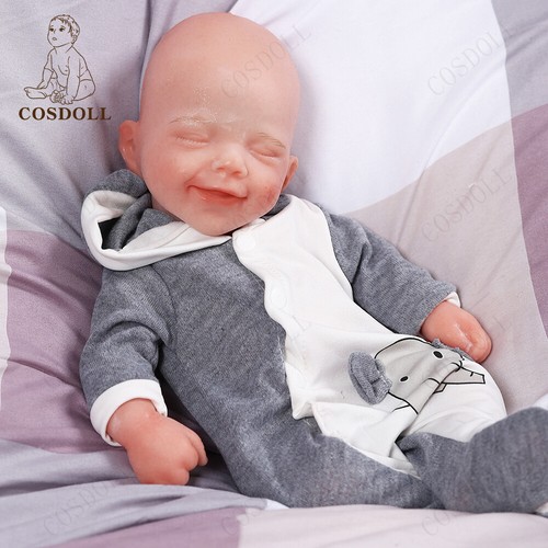 15"Muñeca bebé de silicona Smiley Reborn cuerpo completo de platino hecha a mano - Imagen 3 de 8