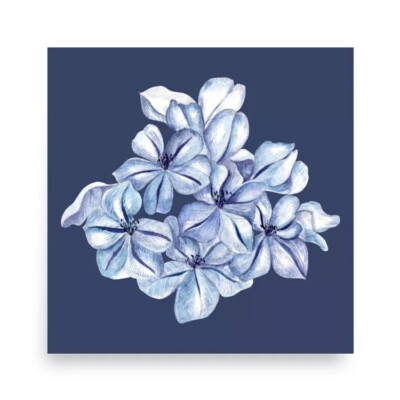 Blue Blooming Lilacs Flower Poster 10 x 10