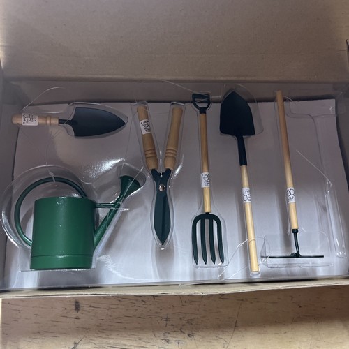 Department 56 Miniature Garden Tools Accessories Set of 7 Ornaments Green In Box - Picture 3 of 3