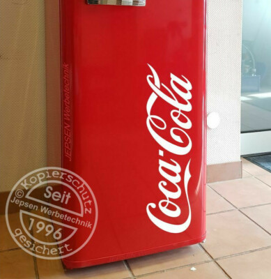 Aufkleber Coca Cola 50cm + 1x in 10cm Gratis dazu - für Kühlschrank Bar