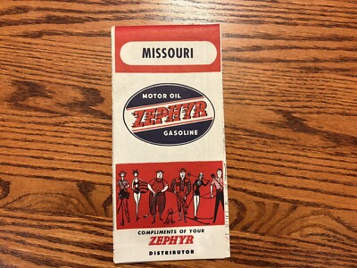 Vintage 1960s?  (shows '57 population) Zephyr Road Map of Missouri - Nice