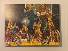 Opie Otterstad signed 1987 Lakers Showtime vs Boston Celtics NBA Finals Painting