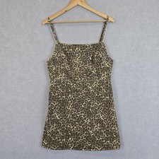 ZARA Dress Womens Size Large Animal Leopard Print Denim Mini Jean Sexy Rock Punk