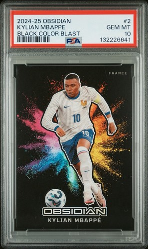 Kylian Mbappe #2 2024 Panini Obsidian Black Color Blast card