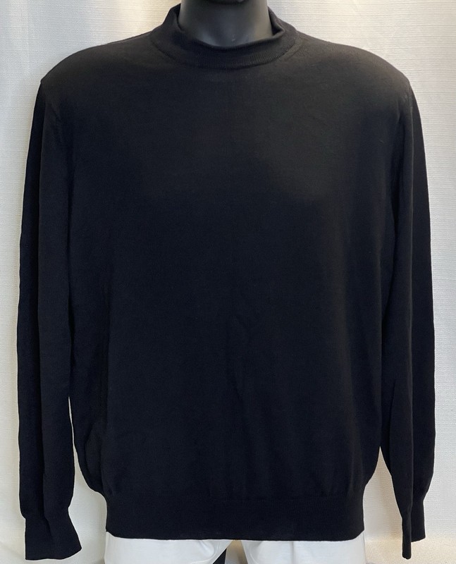 Toscano Black Merino Wool Sweater Men Size XL Made Italy Long Sleeve Crew Neck