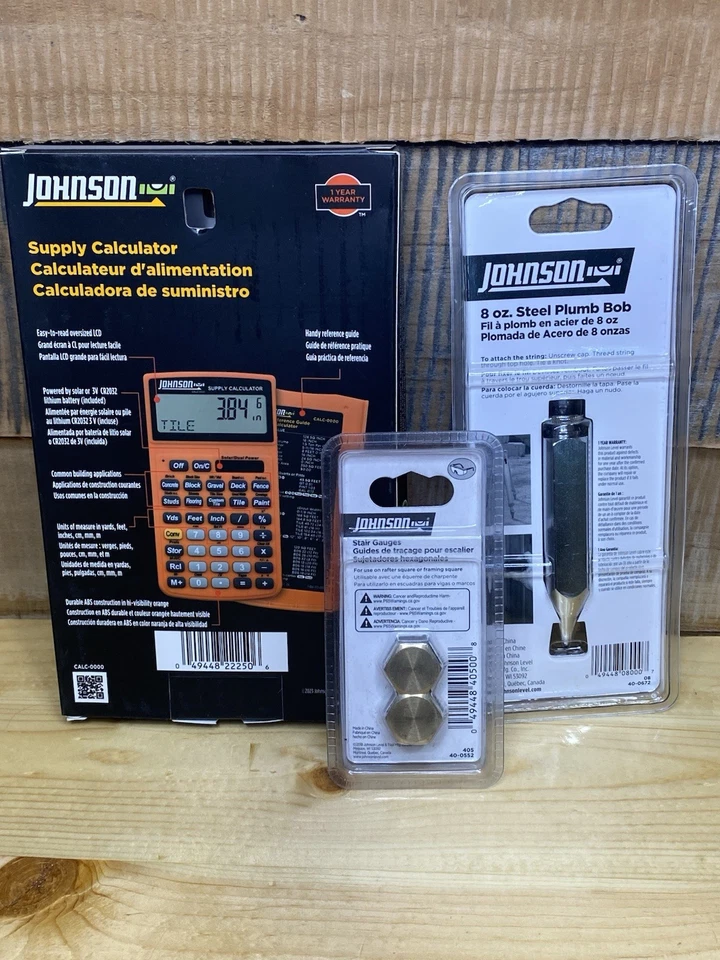Johnson Lot - Supply Calculator, Stair gauges, 8 Oz. Plumb Bob - New, Fast Ship! - Image 2 of 4