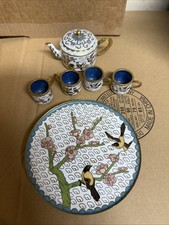 Vintage Chinese Enamelware Cloisonne Miniature Tea Set
