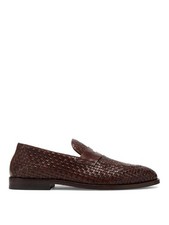 BRUNELLO CUCINELLI MEN'S BURNED LEATHER WOVEN LOAFERS MSRP $1595