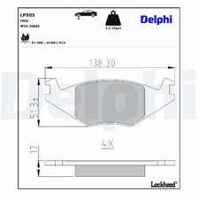 DELPHI Bremsbelagsatz Scheibenbremse LP505 für VW POLO 86C 1G2 SEAT 19E JETTA 2