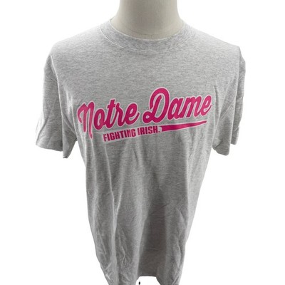 Notre Dame Fighting Irish ProAd Sports Mens Large Grey Neon Pink Soft NEW