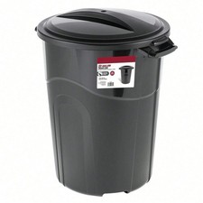 32 Gallon Heavy Duty Plastic Garbage Can with Lid Indoor Outdoor Trash Bin Black