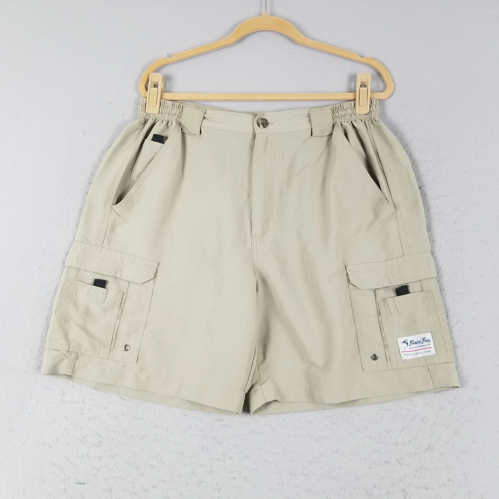 Bimini Bay Outfitters Shorts Mens 38 Khaki Performance Gear Cargo Nylon Outdoor