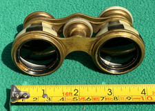 Antique Mother of Pearl Opera Glasses Brass Metal, Working, missing one eyepiece
