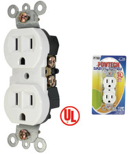 15 Amp 125 Volts Duplex Wall Receptacle - UL Listed White Color 