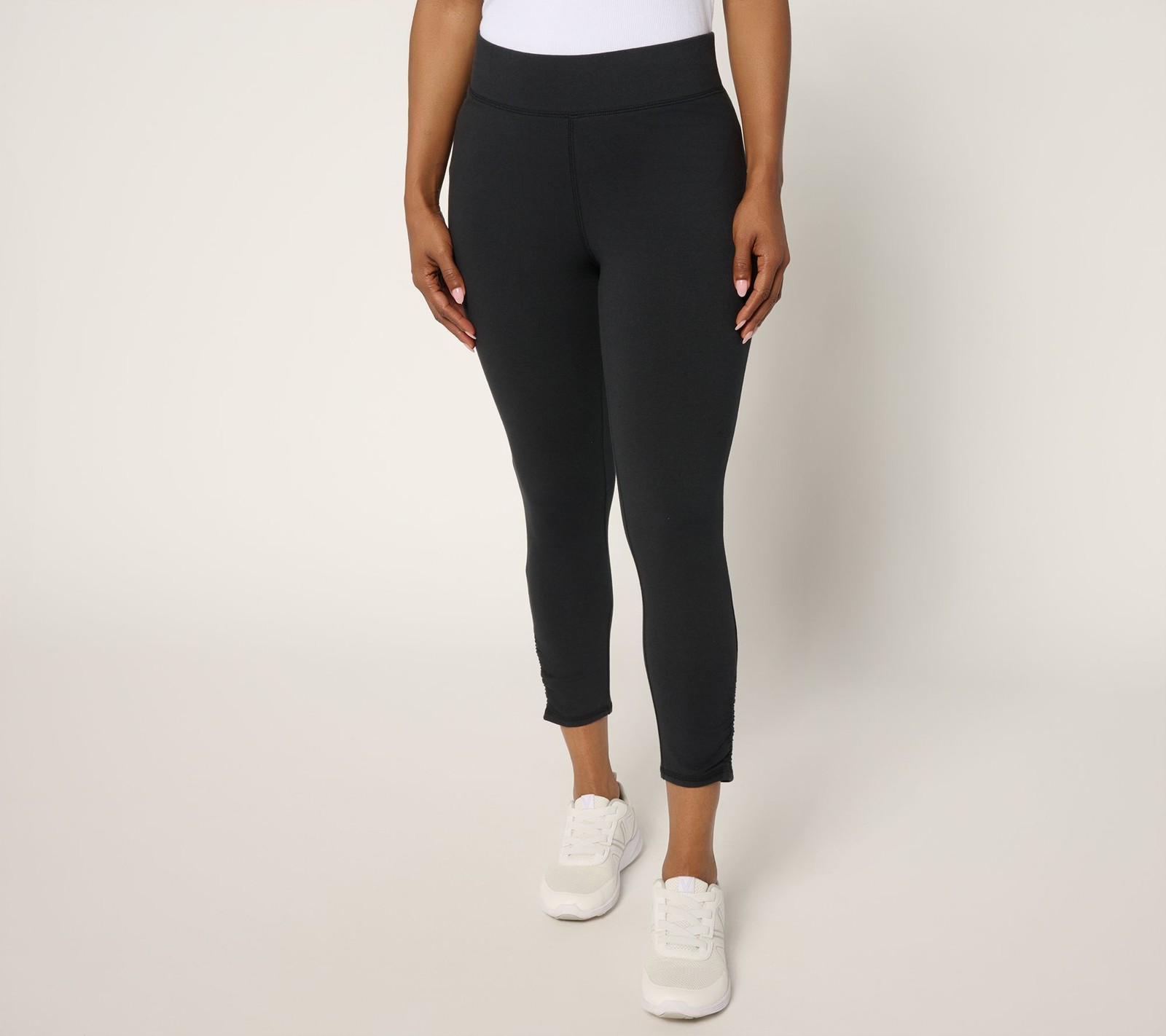 Denim & Co. Women's Petite Pants PM Active Duo Slim Leg Crop Pant w Black