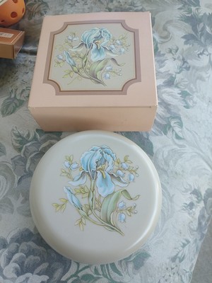 Vintage AVON Candid Beauty Dust with Puff, Blue Orchid, Vanity Collection, 6 oz