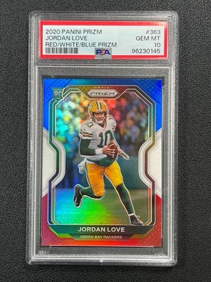 JORDAN LOVE PSA 10 2020 PANINI PRIZM #363 ROOKIE RED WHITE BLUE RC 0145