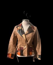 Vintage 1970s patch work belted leather jacket