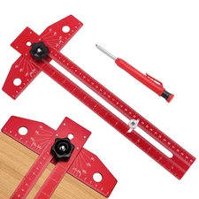 Woodworking Scriber Marking Line Ruler, Aluminum Alloy Sliding T-Square Gauge...