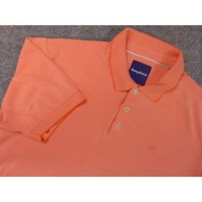 Tommy Bahama Polo Shirt Mens Large Coral Orange Short Sleeve Modal Poly Blend