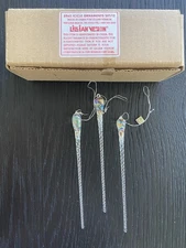 13 Lillian Vernon Twist Spiral Clear Glass Icicle Ornaments #5962 Each 6" Long