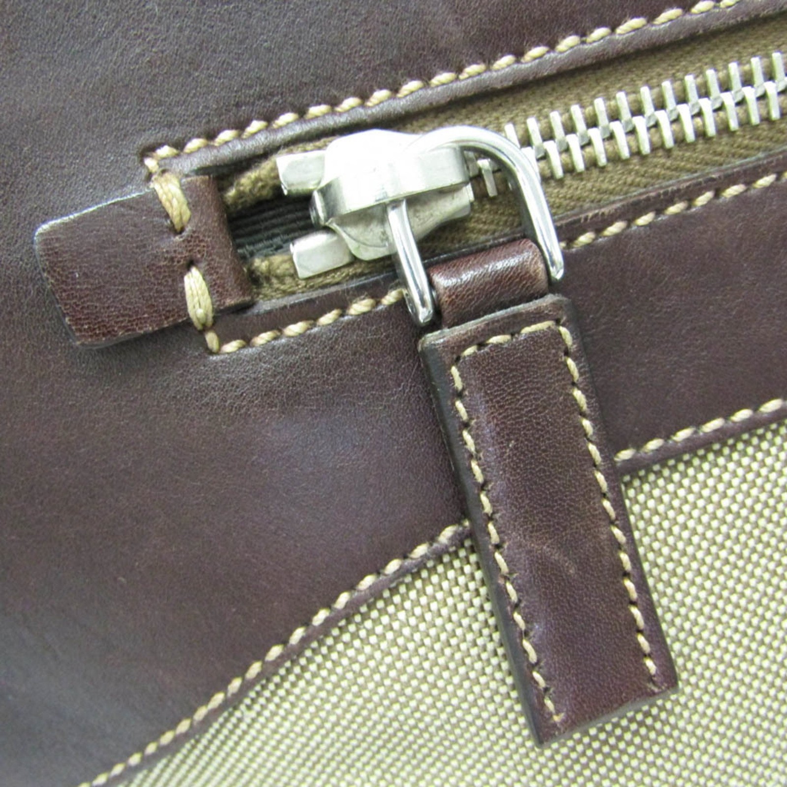 PRADA VA0649 Leather Jacquard Shoulder Bag Beige Brown Unisex USED from JP #SH thumbnail 7