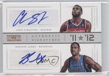 2012 Panini National Treasures 25/99 Chris Singleton Bernard James #33 Auto 4qz