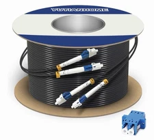500Ft/150M LC to LC Armored Outdoor Fiber Optic Cable, Single Mode Duplex Fiber 