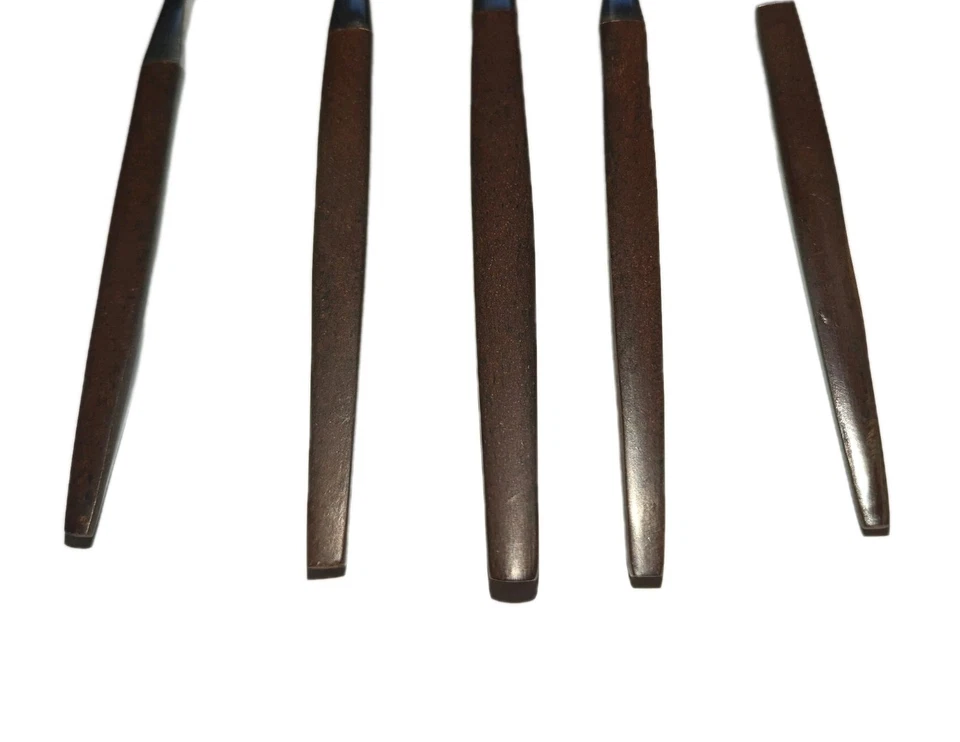 Vtg EKCO Eterna Canoe Muffin Wood Flatware 5-Pc Place Setting SS & Wooden MCM A+ - Image 4 of 4