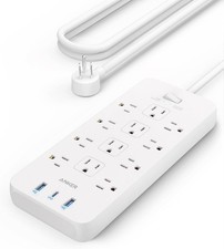 Anker Power Strip with 3 USB Ports, Surge Protector 2100J-5ft , 5 FT, White