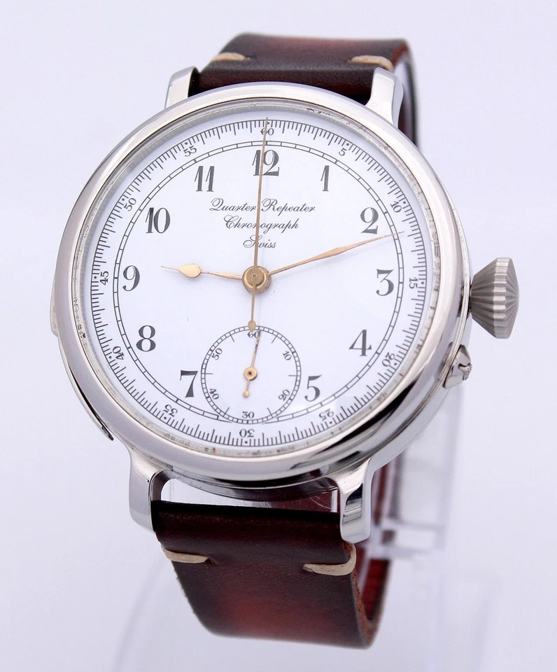 Noble 1/4 Repetition swiss Mariage Viertelrepetition & Chronograph 50mm ca. 1900 - Bild 2 von 4