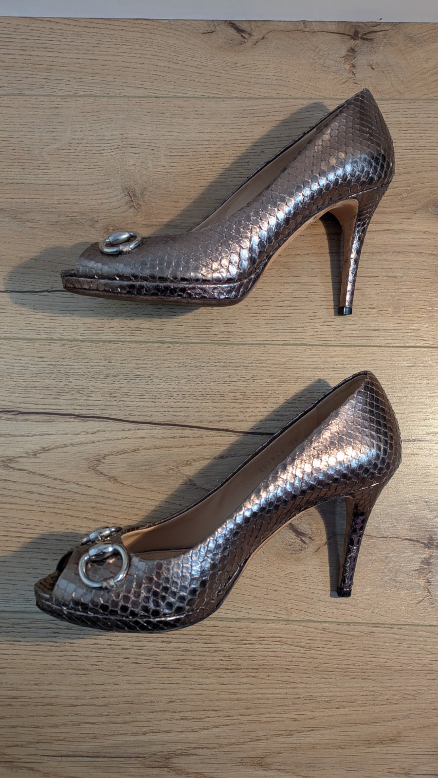 Gucci Python Horsebit Peep Toe Pumps  UK5 - image 4