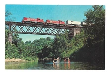 Vermont Railway 601 602 Brookville Trestle New Haven River c1970 Postcard