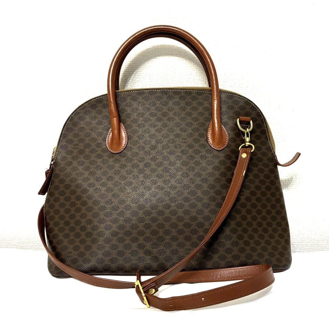 Celine Triomphe Macadam 2Way Shoulder Bag PVC Brown Authentic F0406247