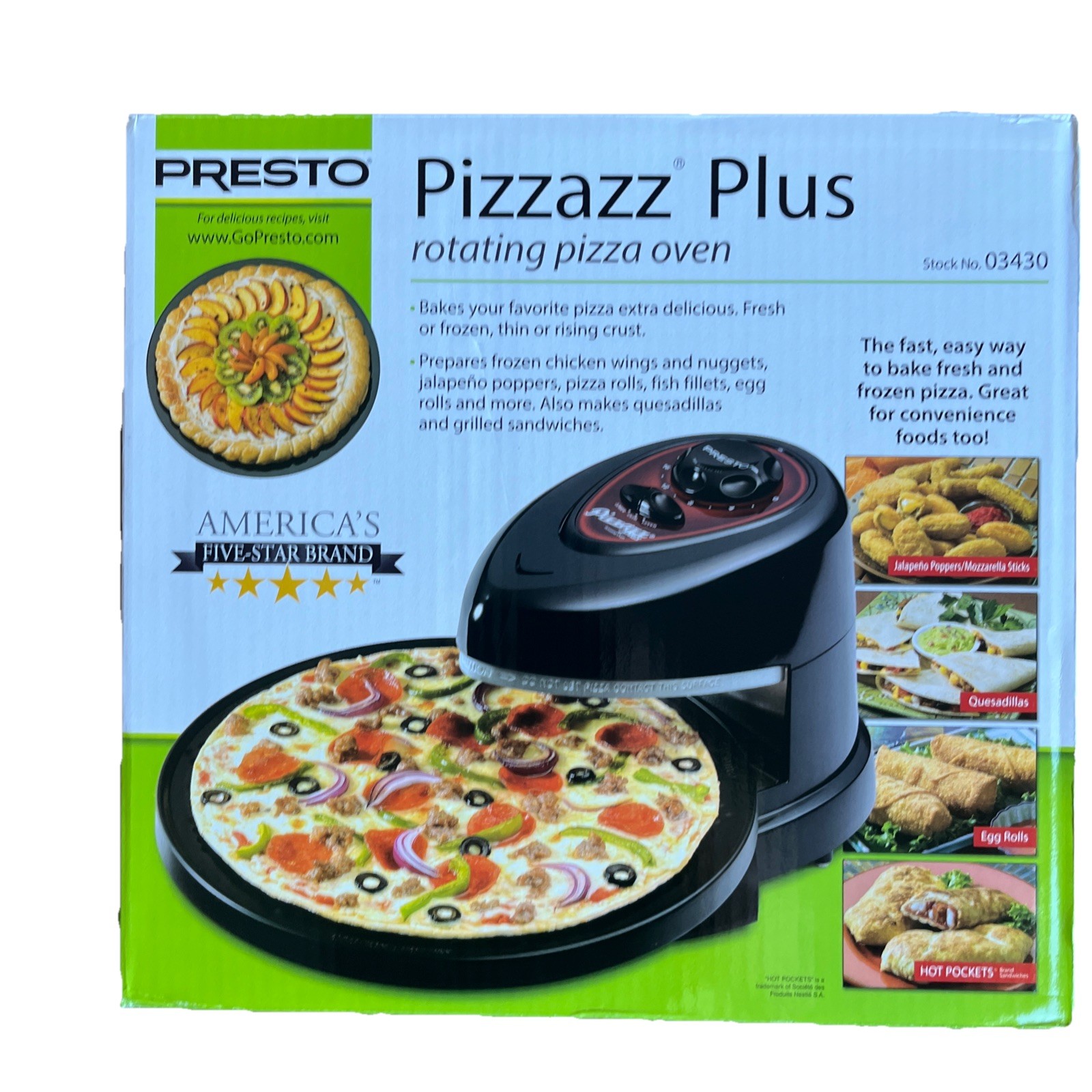 Presto 03430 Pizzazz Plus Rotating Countertop Oven New Sealed