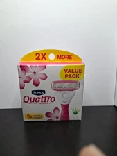 SCHICK QUATTRO for WOMEN VALUE PACK BOX of 8 RAZOR BLADE REFILL CARTRIDGES