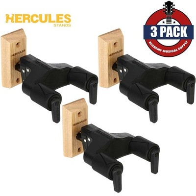 3-PACK Hercules GSP38WB PLUS Auto Grip System Wall Mount Guitar Hanger Short Arm